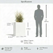 75cm Long Zinc Galvanised Matte White 90cm Tall Trough Planter